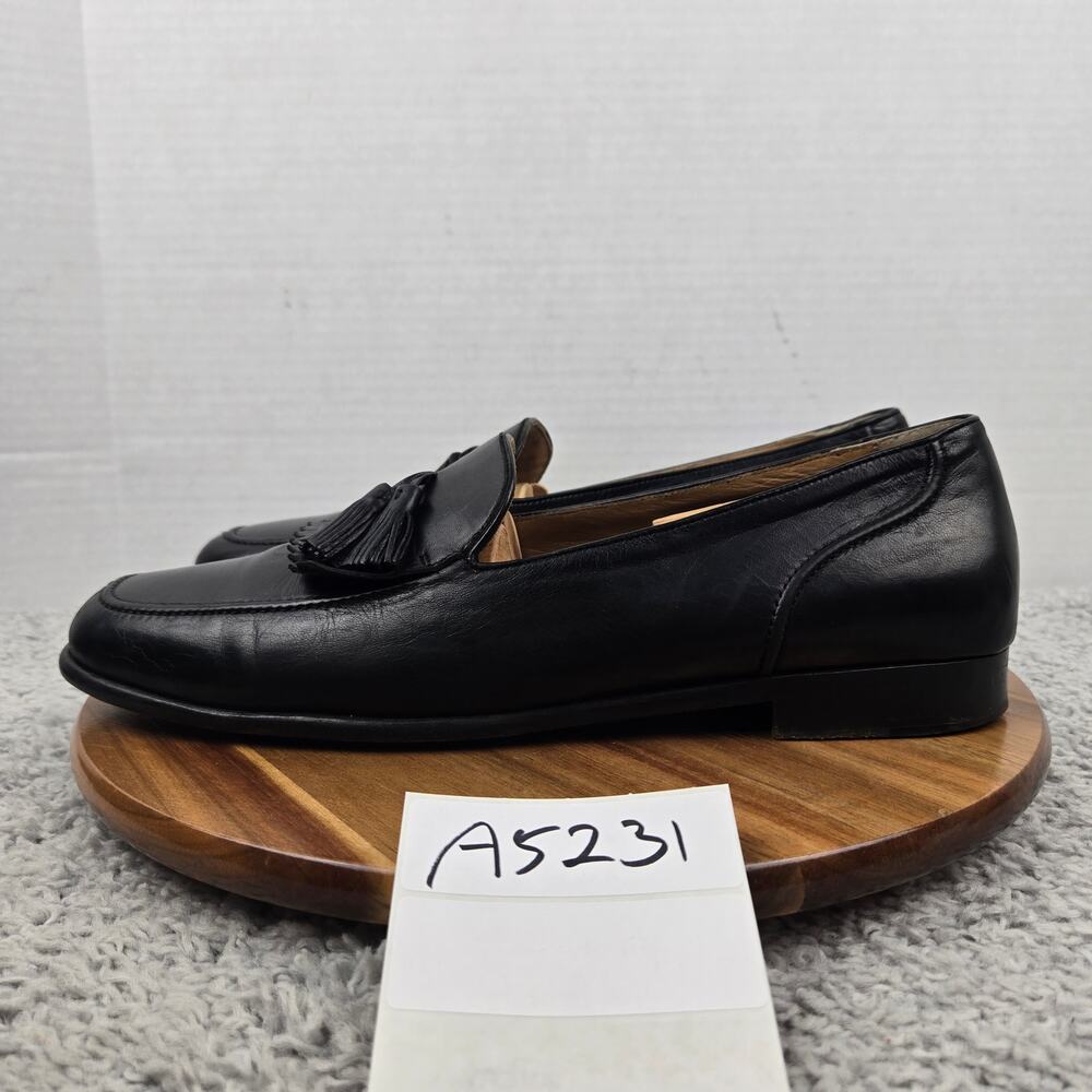 Bragano Mens 13D Black Leather Tassel Kiltie Split Toe Casual Lifestyle Loafer